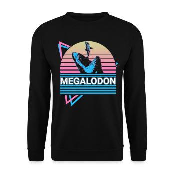 Megalodon Hai Retro Cadeau - Sweat-shirt Unisexe - noir - Devant - Alina (178cm) & Michal (187cm)
