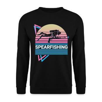 Spearfishing Spearfisher Retro Gift - Unisex Sweatshirt - black - Front - Alina (178cm) & Michal (187cm)