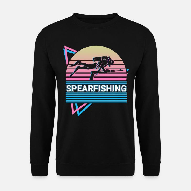 Speerfischen Speerfischer Retro Geschenk - Unisex Pullover - Schwarz
