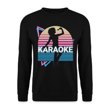 Karaoke-Sänger Retro Geschenk - Unisex Pullover - Schwarz - Vorne - Alina (178cm) & Michal (187cm)