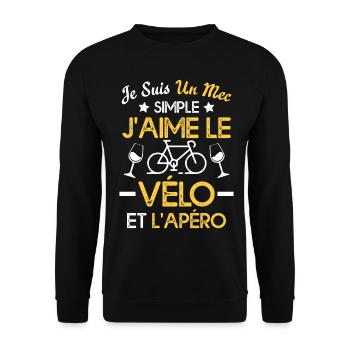 Je suis un mec simple j'aime le vélo et l'apéro - Sweat-shirt Unisexe - noir - Devant - Alina (178cm) & Michal (187cm)