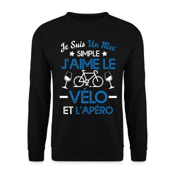 Je suis un mec simple j'aime le vélo et l'apéro - Sweat-shirt Unisexe - noir - Devant - Alina (178cm) & Michal (187cm)