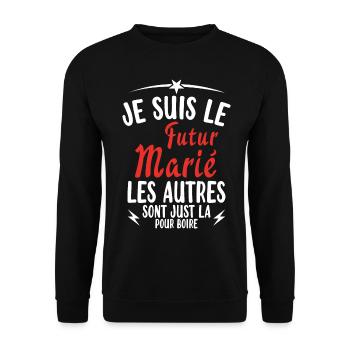 Cadeau de célibataire pour un futur marié - Sweat-shirt Unisexe - noir - Devant - Alina (178cm) & Michal (187cm)