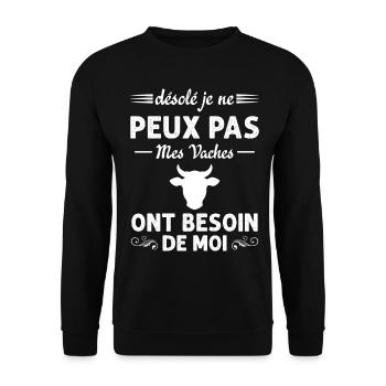Mes Vaches Cadeau drôle pour l'agriculteur - Sweat-shirt Unisexe - noir - Devant - Alina (178cm) & Michal (187cm)
