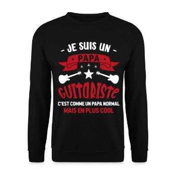 Papa Guitariste Idée Originale Fêtes des Pères - Sweat-shirt Unisexe - noir - Devant - Alina (178cm) & Michal (187cm)