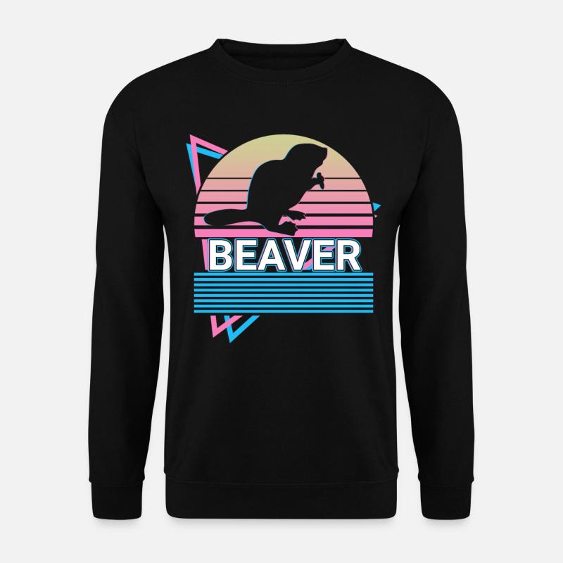 Biber Retro Geschenk - Unisex Pullover - Schwarz