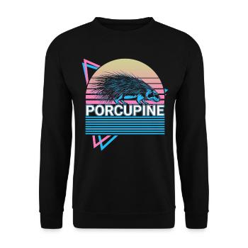 Stachelschwein Retro Geschenk - Unisex Pullover - Schwarz - Vorne - Alina (178cm) & Michal (187cm)