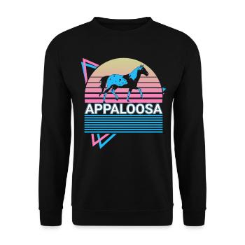 Appaloosa Pferd Retro Geschenk - Unisex Pullover - Schwarz - Vorne - Alina (178cm) & Michal (187cm)