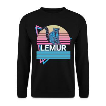 Lemur Retro Geschenk - Unisex Pullover - Schwarz - Vorne - Alina (178cm) & Michal (187cm)