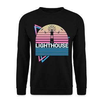 Lighthouse Retro Gift - Unisex Sweatshirt - black - Front - Alina (178cm) & Michal (187cm)
