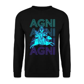 Agni Hindu Gott Antike Hindu Mythologie Retro Gesc - Unisex Pullover - Schwarz - Vorne - Alina (178cm) & Michal (187cm)