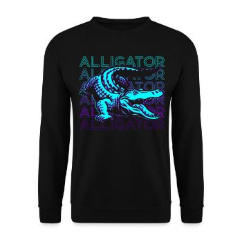 Alligator Krokodil Gator Retro Geschenk - Unisex Pullover - Schwarz - Vorne - Alina (178cm) & Michal (187cm)