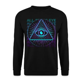 All-seeing Eye Retro Gift - Unisex Sweatshirt - black - Front - Alina (178cm) & Michal (187cm)