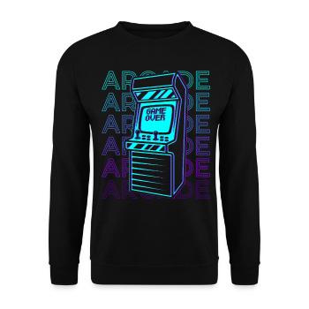 Arcade Spiele Gamer Retro Geschenk - Unisex Pullover - Schwarz - Vorne - Alina (178cm) & Michal (187cm)