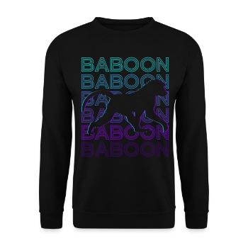 Pavian Retro Geschenk - Unisex Pullover - Schwarz - Vorne - Alina (178cm) & Michal (187cm)