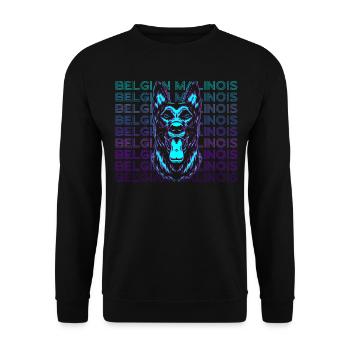 Belgischer Malinois Retro Geschenk - Unisex Pullover - Schwarz - Vorne - Alina (178cm) & Michal (187cm)