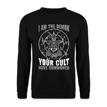 Baphomet Ziege Okkultes Geschenk - Unisex Pullover - Schwarz - Vorne - Alina (178cm) & Michal (187cm)