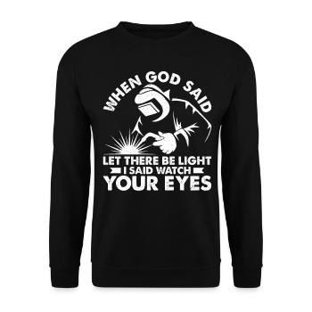 Lustiger Schweißer Schweißer Geschenk - Unisex Pullover - Schwarz - Vorne - Alina (178cm) & Michal (187cm)