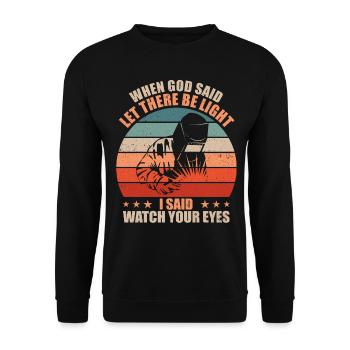 Lustiger Schweißer Schweißer Geschenk - Unisex Pullover - Schwarz - Vorne - Alina (178cm) & Michal (187cm)