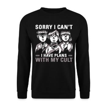 Funny Cult Occult Gift - Unisex Sweatshirt - black - Front - Alina (178cm) & Michal (187cm)