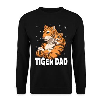 Tiger Dad Tiger Papa und Baby Papa Vatertag - Unisex Pullover - Schwarz - Vorne - Alina (178cm) & Michal (187cm)