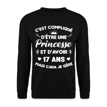 Princesse 17 Ans Anniversaire Idée Cadeau Année - Sweat-shirt Unisexe - noir - Devant - Alina (178cm) & Michal (187cm)