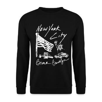 NY NEW YORK CITY USA DRAPEAU AMERIQUE - Sweat-shirt Unisexe - noir - Devant - Alina (178cm) & Michal (187cm)