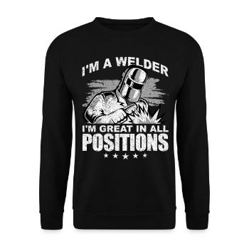 Lustiger Schweißer Schweißer Geschenk - Unisex Pullover - Schwarz - Vorne - Alina (178cm) & Michal (187cm)