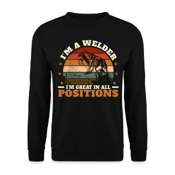Lustiger Schweißer Schweißer Geschenk - Unisex Pullover - Schwarz - Vorne - Alina (178cm) & Michal (187cm)