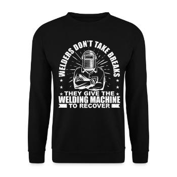Lustiger Schweißer Schweißer Geschenk - Unisex Pullover - Schwarz - Vorne - Alina (178cm) & Michal (187cm)