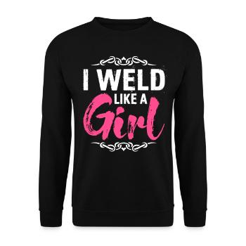 Lustiger Schweißer Schweißer Geschenk - Unisex Pullover - Schwarz - Vorne - Alina (178cm) & Michal (187cm)