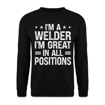 Lustiger Schweißer Schweißer Geschenk - Unisex Pullover - Schwarz - Vorne - Alina (178cm) & Michal (187cm)