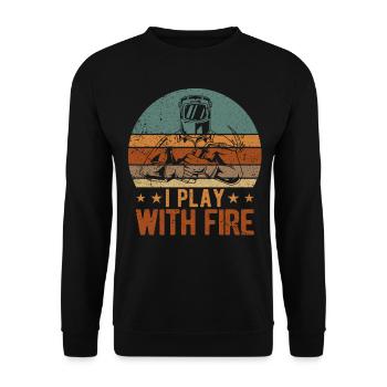 Funny Welder Welding Retro Gift - Unisex Sweatshirt - black - Front - Alina (178cm) & Michal (187cm)
