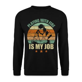 Funny Welder Welding Retro Gift - Unisex Sweatshirt - black - Front - Alina (178cm) & Michal (187cm)