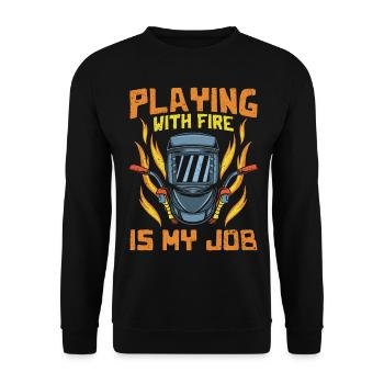 Lustiger Schweißer Schweißer Geschenk - Unisex Pullover - Schwarz - Vorne - Alina (178cm) & Michal (187cm)