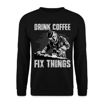 Drôle de soudeur Café Soudeur Cadeau - Sweat-shirt Unisexe - noir - Devant - Alina (178cm) & Michal (187cm)