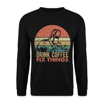 Funny Welder Coffee Welding Retro Gift - Unisex Sweatshirt - black - Front - Alina (178cm) & Michal (187cm)
