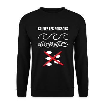 Sauvez les poissons - Sweat-shirt Unisexe - noir - Devant - Alina (178cm) & Michal (187cm)