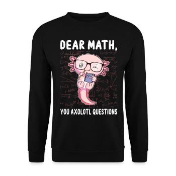 Lustige Mathe Axolotl Mathematik Geschenk - Unisex Pullover - Schwarz - Vorne - Alina (178cm) & Michal (187cm)