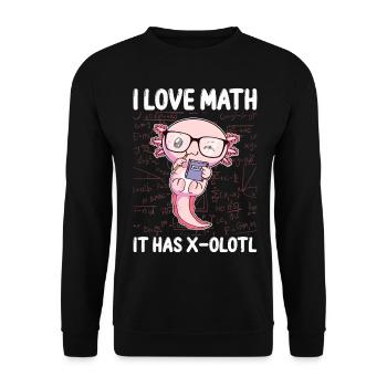 Lustiges Mathe-Kawaii-Axolotl-Geschenk - Unisex Pullover - Schwarz - Vorne - Alina (178cm) & Michal (187cm)