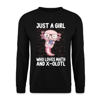 Lustiges Mathe-Kawaii-Axolotl-Geschenk - Unisex Pullover - Schwarz - Vorne - Alina (178cm) & Michal (187cm)