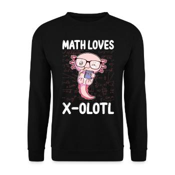 Funny Mathematics Kawaii Axolotl Mathematics Gesch - Unisex Sweatshirt - black - Front - Alina (178cm) & Michal (187cm)