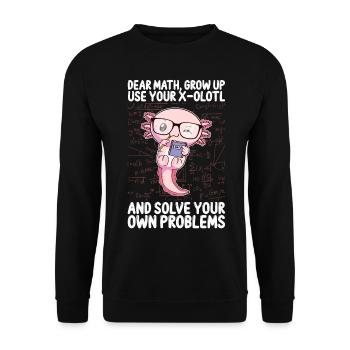 Lustiges Mathe-Kawaii-Axolotl-Geschenk - Unisex Pullover - Schwarz - Vorne - Alina (178cm) & Michal (187cm)
