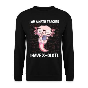 Lustiges Mathe-Kawaii-Axolotl-Geschenk - Unisex Pullover - Schwarz - Vorne - Alina (178cm) & Michal (187cm)