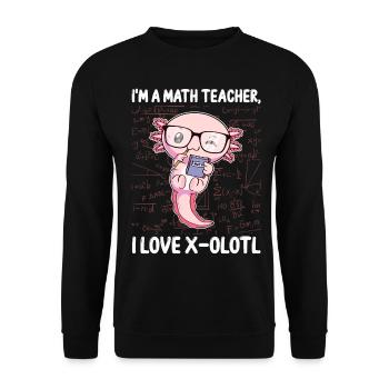 Lustiges Mathe-Kawaii-Axolotl-Geschenk - Unisex Pullover - Schwarz - Vorne - Alina (178cm) & Michal (187cm)