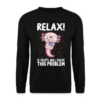 Lustiges Mathe-Kawaii-Axolotl-Geschenk - Unisex Pullover - Schwarz - Vorne - Alina (178cm) & Michal (187cm)