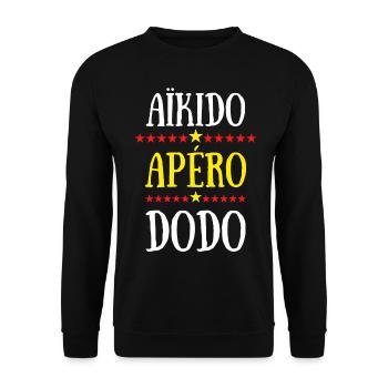 aïkido apéro dodo - Sweat-shirt Unisexe - noir - Devant - Alina (178cm) & Michal (187cm)