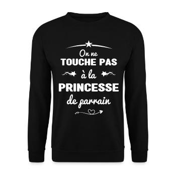 On ne touche pas à la princesse de parrain - Sweat-shirt Unisexe - noir - Devant - Alina (178cm) & Michal (187cm)