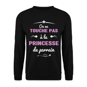 On ne touche pas à la princesse de parrain - Sweat-shirt Unisexe - noir - Devant - Alina (178cm) & Michal (187cm)