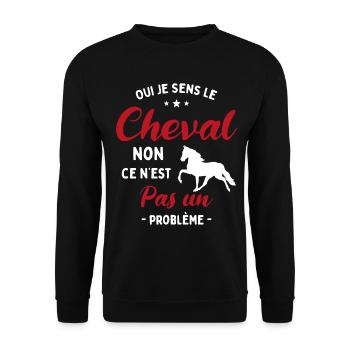 Oui Je Sens Le Cheval non ce n est pas un problème - Sweat-shirt Unisexe - noir - Devant - Alina (178cm) & Michal (187cm)